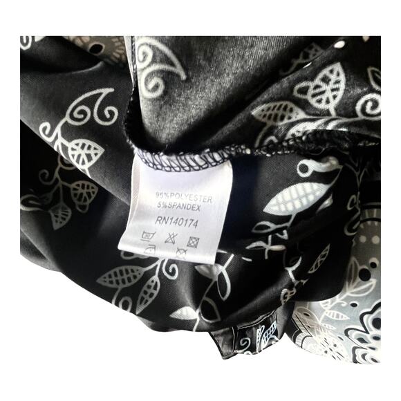 R & B Collection DRESS Women's XL Long Sleeve French Paisley Black Gray White V - Picture 7 of 9